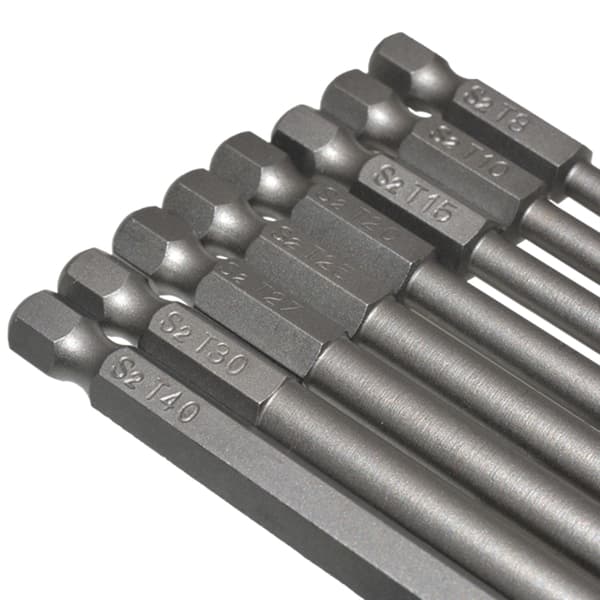 8 stk. skrutrekkerbits magnetiske hulbits 1/4\" sekskantede borbits T8-T40