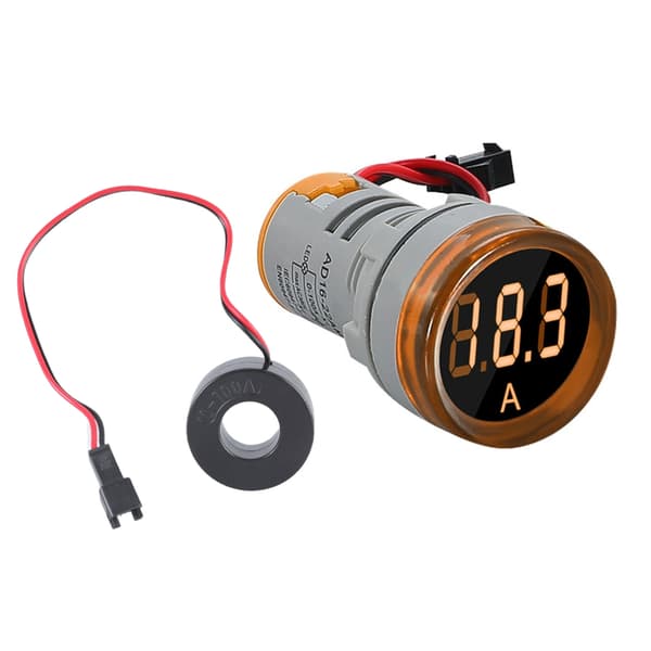 Rundhodet LED Strømmåler 0-100A Amperemeter Overvåker Måler Tester Panel Yellow