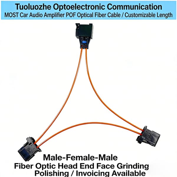 Plastfiber MOST Loop Adapter 2 Han 1 Hun 20 cm Kabel Fiber Bypass Stik til Bilstereo Diagnose