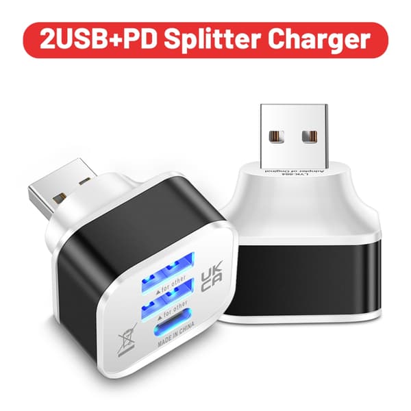 3-ports USB-splitterforlænger computertilbehør 1 han til 3 porte flere Silver