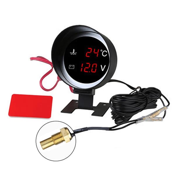 Universell lastebil LED voltmeter vanntemperaturmåler sensor Red letter 14mm sensor head
