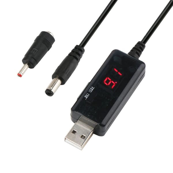 USB til DC5.5x2.1mm strømforsterkerkabel transformerer 5V til 9V/12V for elektronikk