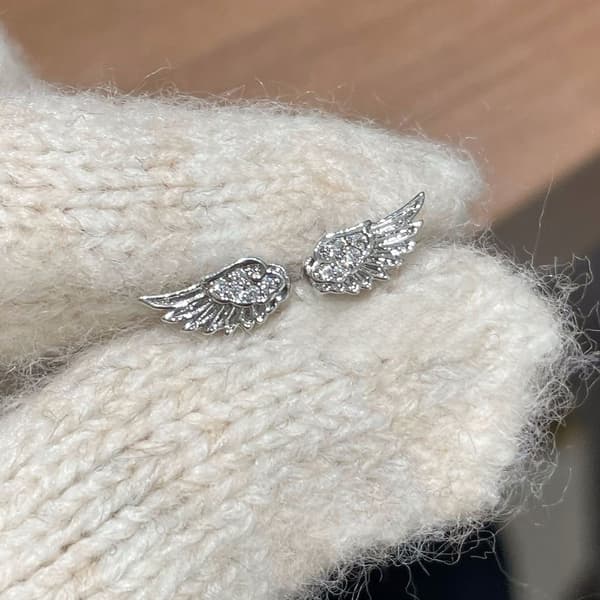 Hvide Diamanter Vinge Designs Ørestikker Hypoallergenisk Legering Tilbehør til Kvinder null - 1 pair