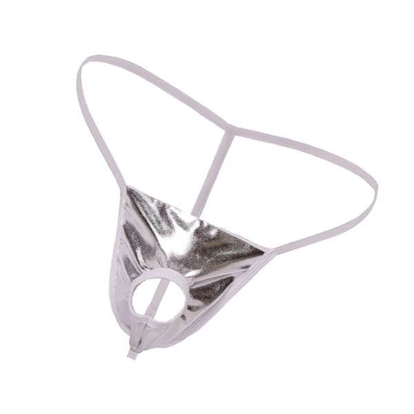Herrstringtrosa G-string T-back underkläder, öppna underkläder erotiska underkläder present Silver