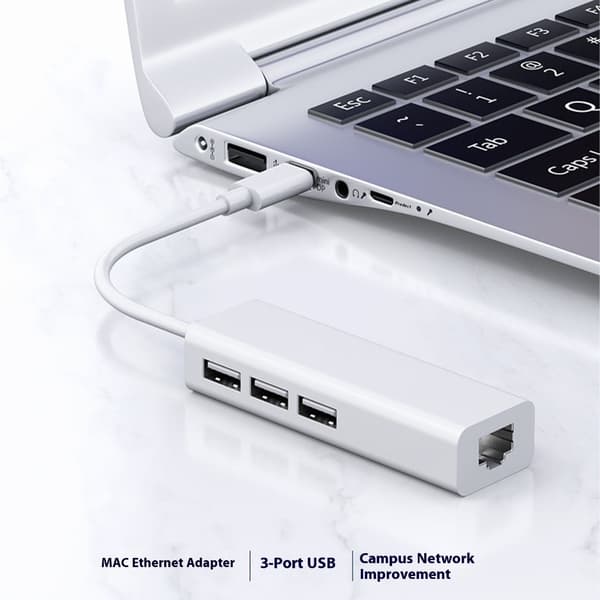 USB C/A med RJ45 Ethernet-port 3 USB2.0-slotadapter til bærbar computer og mobil null - USB A plug
