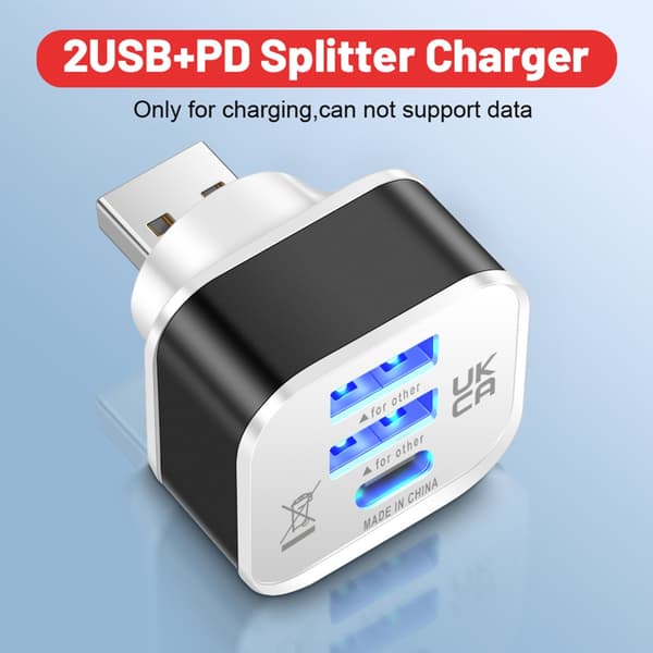 3-ports USB-splitterforlænger computertilbehør 1 han til 3 porte flere Silver