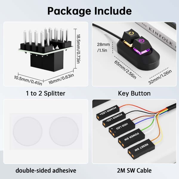 Externa PC-omkopplare Återställningsknapp Universaladapter Splitterkabel Belysning