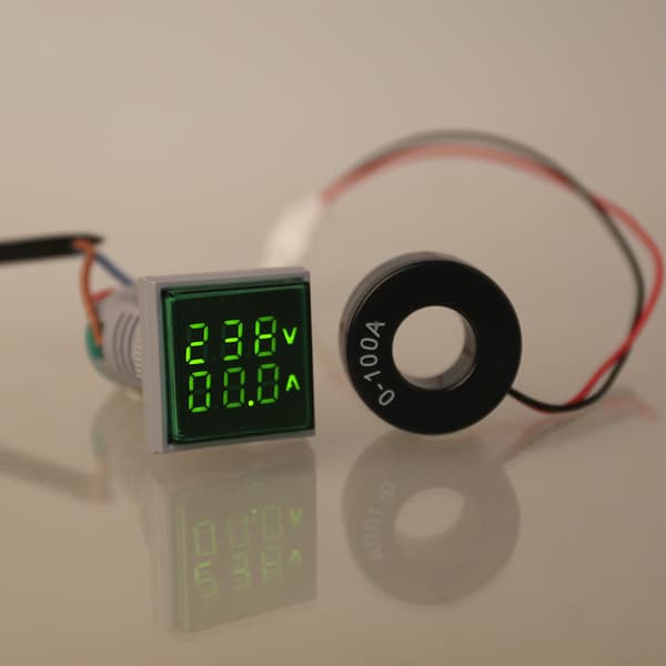 Firkantet LED Digital Dobbelt Display Voltmeter Amperemeter Spændingsmåler Strømmåler Yellow
