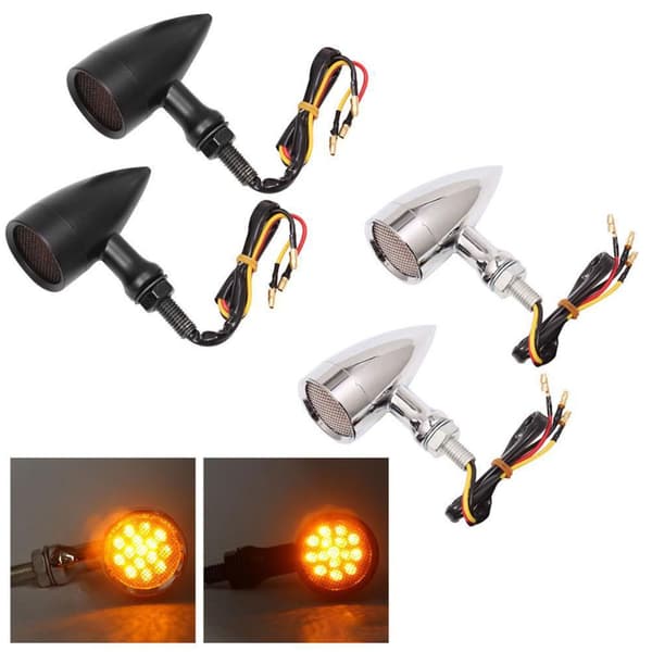 Motorcykelblinklys Forbedret Synlighed Bred 12V 3W Indikatorlys Blinklys Universal til de fleste modeller Silver
