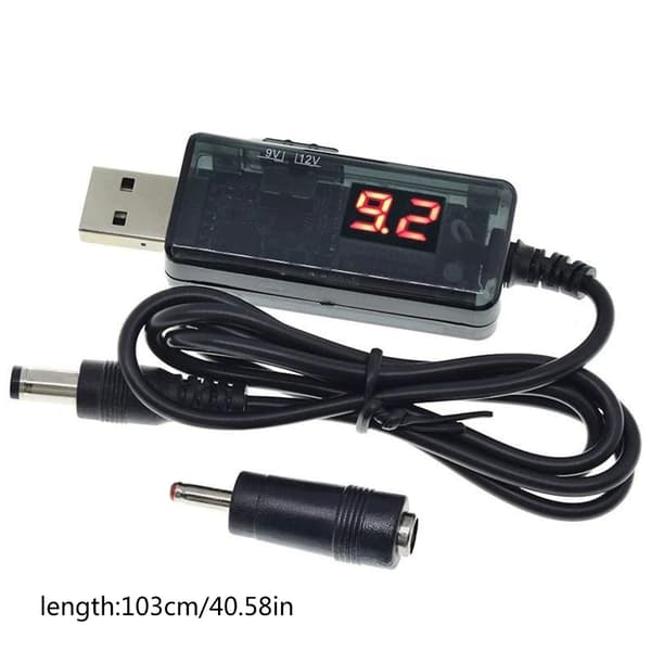 USB til DC5.5x2.1mm strømforsterkerkabel transformerer 5V til 9V/12V for elektronikk