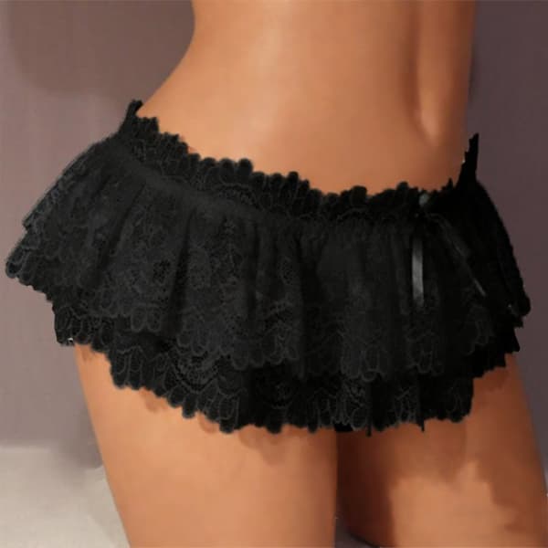 Herr spetsbriefs grå stringtrosa öppen rumpa låg G-string underkläder trosor present Black M