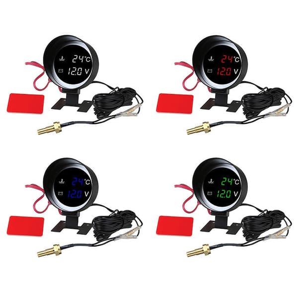 Universell lastebil LED voltmeter vanntemperaturmåler sensor Red letter 14mm sensor head