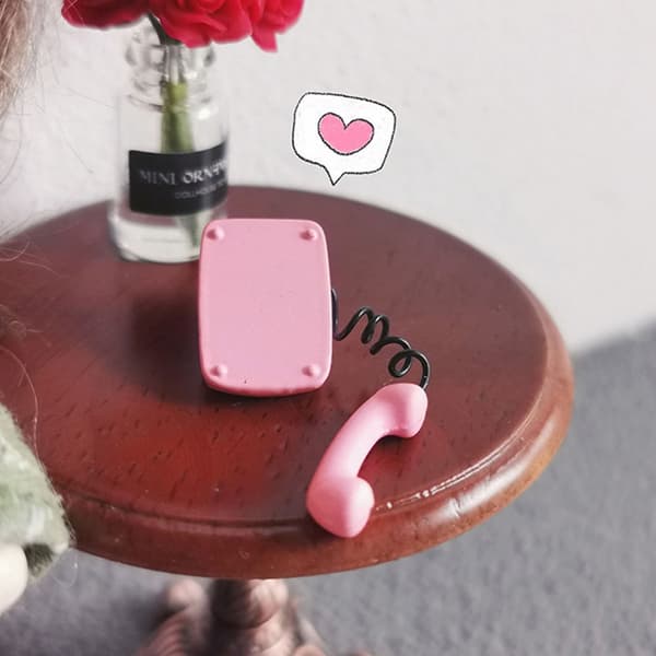 Livagtig legering miniature fastnettelefonmodel til 1/12 dukkehus tilbehør null - B