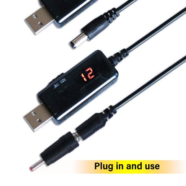 USB til DC5.5x2.1mm Strømforstærkerkabel Omdanner 5V til 9V/12V til Elektronik