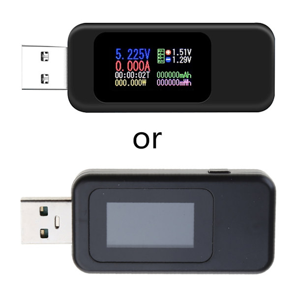 USB Sikkerhetstester USB Digital Strømmåler Tester Multimeter Strøm- og Voltmeter