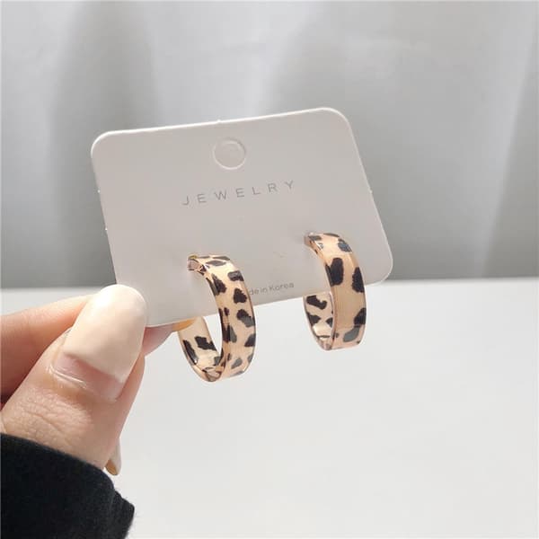 Leopardprint Akryl Hoop Øreringe Åbne Stud Øreringe Drop Øreringe til Gaver