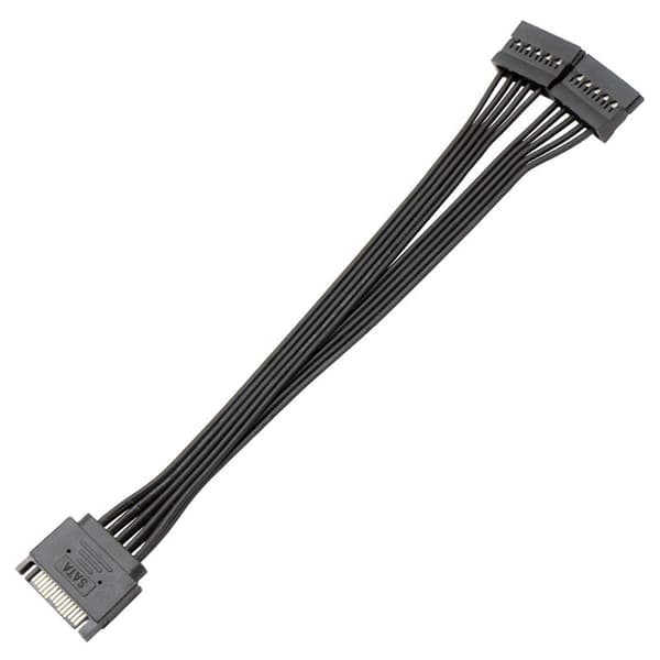PC Server Datamaskin Harddisk 15Pin Sata 1 Hann til 2 Hunn Splitter Strømkabel Ledning 18AWG