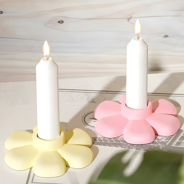 Førsteklasses silikon blomsterlysestakeform solid lysestake for DIY-håndverk hjemmedekorasjon og gaveprosjekter