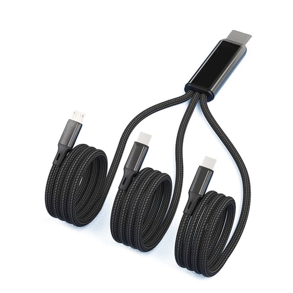 3-i-1 Multi-ladekabel USB C til USB C Micro USB-kontakt Hurtigladekabel