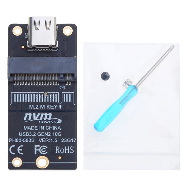 M2 NVME til USB3.1 harddiskadapterkort 10 Gbps høy ytelse JMS583 Black