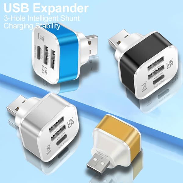 3-ports USB-splitterforlænger computertilbehør 1 han til 3 porte flere Silver
