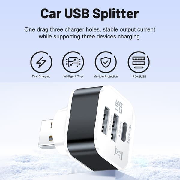 3-ports USB-splitterforlænger computertilbehør 1 han til 3 porte flere Silver
