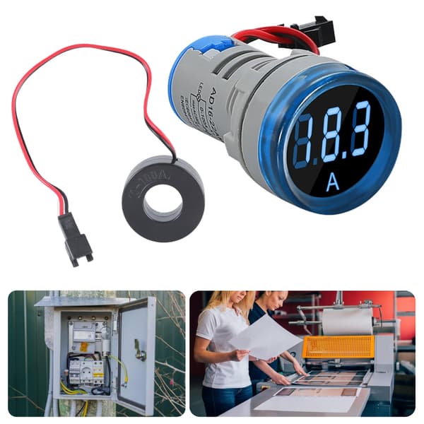 Rundhoved LED Strømtester 0-100A Amperemåler Overvåger Måler Tester Panel Yellow