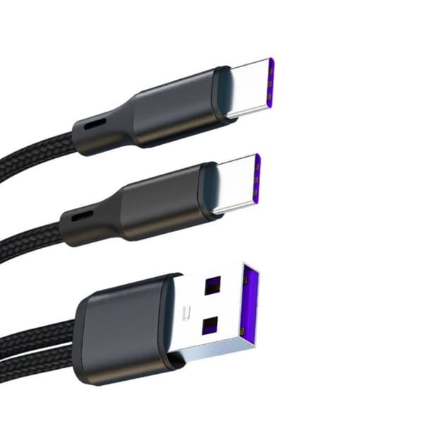 Dubbel USB C-kabel för Typ C Smartphone Effektiv Ström- och Datakabel