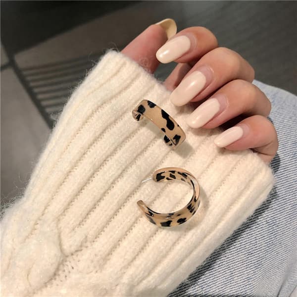 Leopardprint Akryl Hoop Øreringe Åbne Stud Øreringe Drop Øreringe til Gaver
