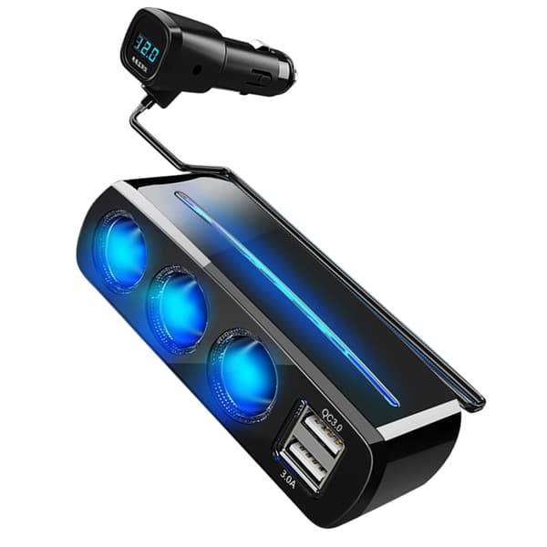 Opladeradapter Splitter 3-stik Opladeradapter med USB