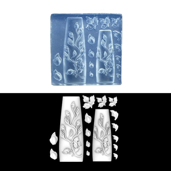Praktisk DIY 3D-utskjæring Blomster Neglekunst Tilbehør Form Silikonmal for å lage unike blomsterharpiksdesign null - CS140