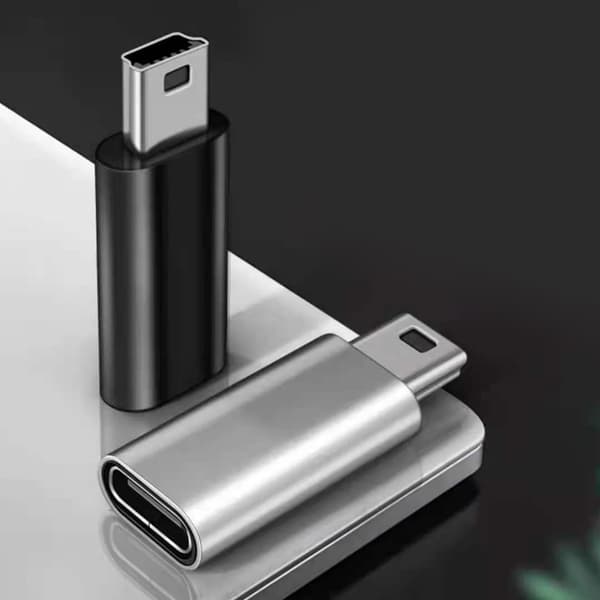 USB C til Mini USB-adaptere Type C hun til Mini USB han-konverter aluminiumslegering til skal til MP3-afspiller, kameraer Black