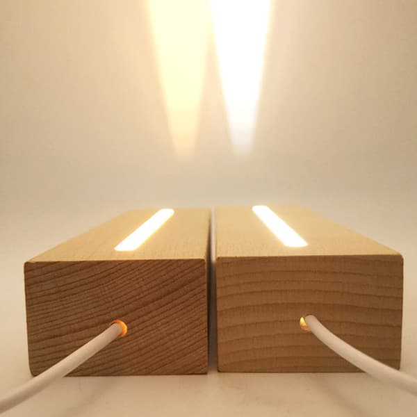LED-lys Display Base Sokkel Krystall Trebelyst Base Stativ Natt LED-lys Lampe Base for 3D Krystalldekorasjon White light 180mm