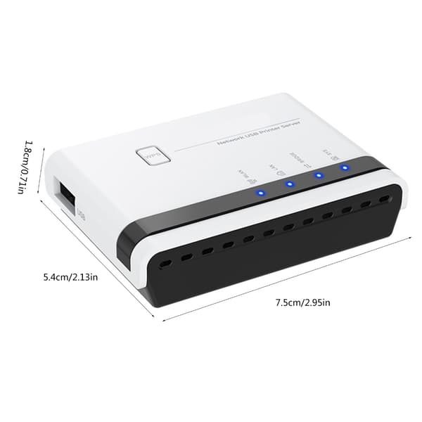 Utskriftsserver 10/100 Mbps Snabb Trådlös USB2.0 Skrivarserveradaptrar Nätverksutskriftsserver USB2.0 Skrivarserver EU Plug