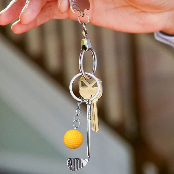 Golfbold Bilnøgle Vedhæng Gave til Voksne og Golfentusiaster Nøglering Ornament White