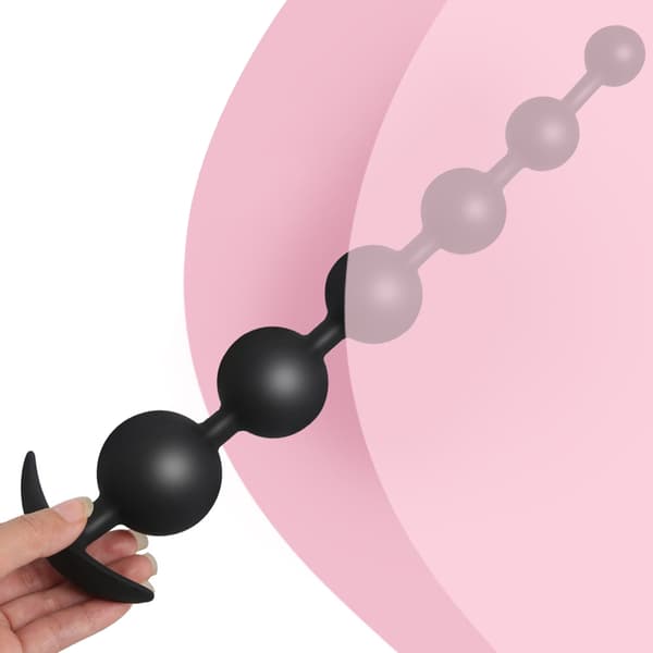 Silikone Anals Perle Butt Plug Anals Træner Anals Legetøj med T-bar til Mænd Kvinder Par null - Four beads
