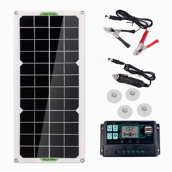 Bärbart USB Flexibelt Solpanel Laddare Kit Utomhus Nödsituation Elektrisk Panel för Hem Husvagn Båt med 10A/20A/30A