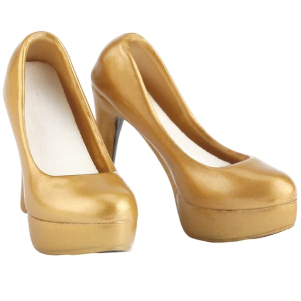 1/6 Kvinnlig Docka Modeaccessoar Högklackade Dockskor Modellfigur Gold