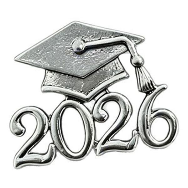 Elegant 27x23 mm studenterhuebroche i guld, sølv, sort til studerende i 2026