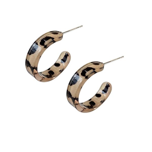 Leopardprint Akryl Hoop Øreringe Åbne Stud Øreringe Drop Øreringe til Gaver
