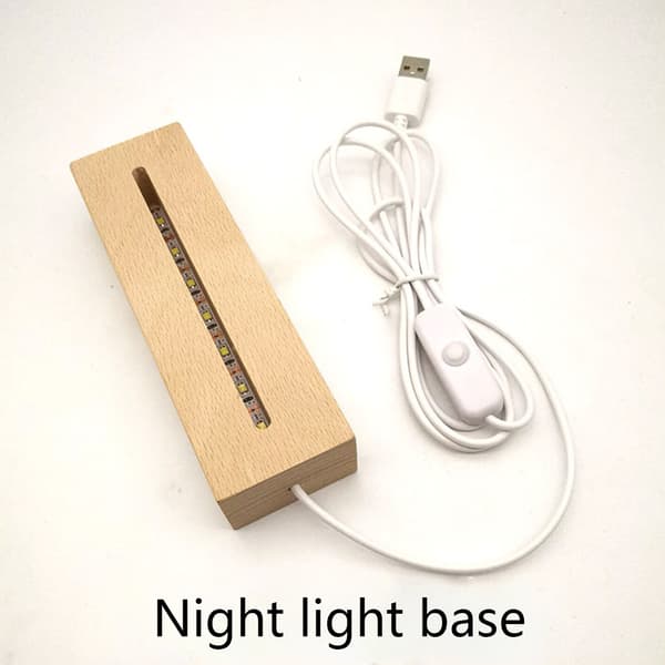 LED-lys Display Base Sokkel Krystall Trebelyst Base Stativ Natt LED-lys Lampe Base for 3D Krystalldekorasjon White light 180mm