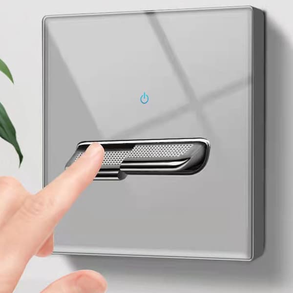 Vægmonterede vippekontakter i glas og PC med nulstillingsfunktion, LED-belyst panel, enkel installation til moderne interiør null - Double control once