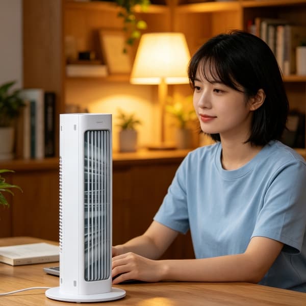 Bordtårnventilator USB-køleventilator til hjemmekontor, soveværelse og sengebord White