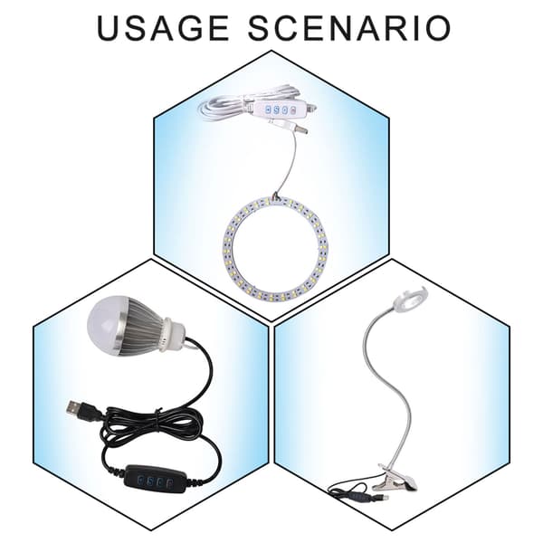 DC5V USB LED lysdæmper forlængerkabel dæmpningskontroller til LED pære lampe Black
