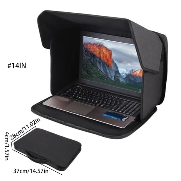 Bærbar solskærm til bærbar computer, foldbar taske til bærbar computer 14-inch