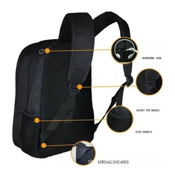 Sac rygsæk - JINDING - Black Panther - 3D tryk - 16 tommer - Skoletaske sæt 3 dele