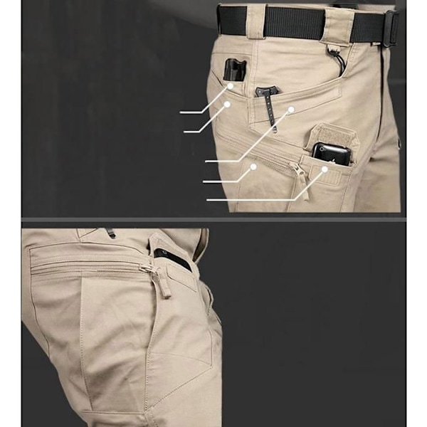 Pantalon Herr MTOWSUC IX10 Flerfickad Zippad Tunn Combat Arbetsbyxor Militär Taktisk Grå Kall Cool grå XL