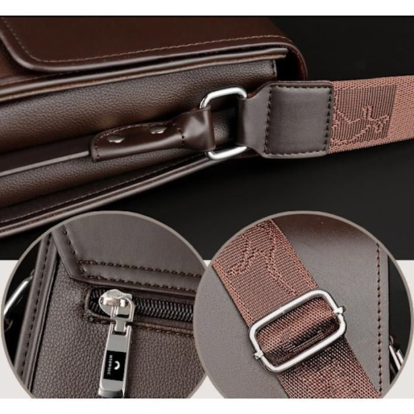 "Bag man MTOWSUC n2 shoulder strap leather PU Rigid Elegant Business to Hold Books iPad Brown" kastanj