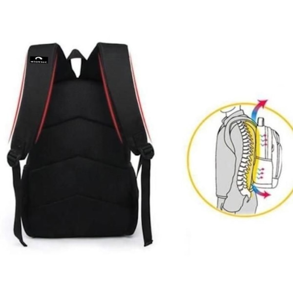 Sac rygsæk - JINDING - Black Panther - 3D tryk - 16 tommer - Skoletaske sæt 3 dele