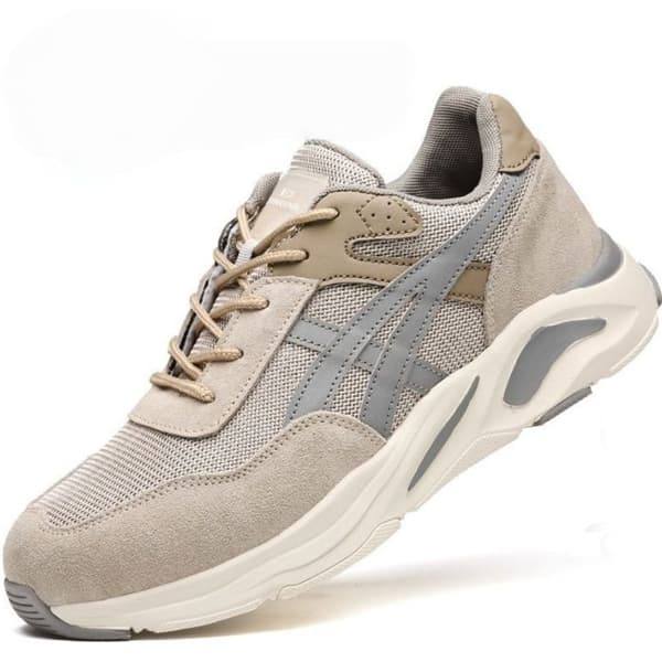 Sikkerhedssko JINDING 529 Mand Let Stål Tåsko Reflekterende Arbejdsko Kaki Beige 46